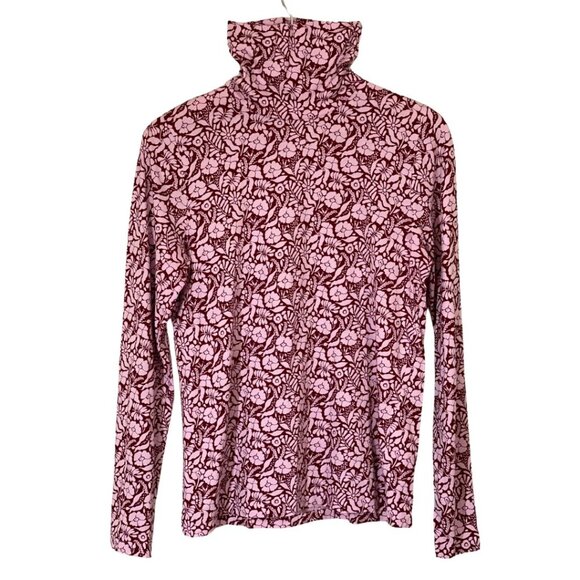 J.Crew Tissue Turtleneck – Vintage Floral Wine/Lilac – SZ L - Picture 1 of 5